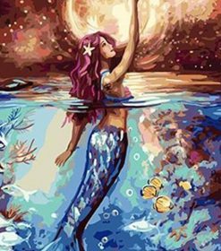 Moonlight Mermaid Cartoon Paint By Numbers