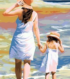 Mother and Daughter on the Beach Paint By Numbers