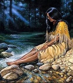 Native American Woman on River Paint By Numbers