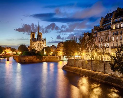 Notre Dame Paris at Night paint by numbers