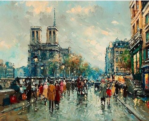 Oldest Street of Notre Dame Paris paint by numbers