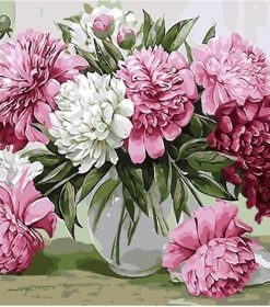 Pink Flowers Vase Paint By Numbers