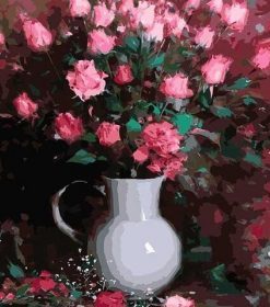 Pink Flowers in a Vase Paint By Numbers