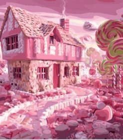 Pink Romantic Candy House Paint By Numbers