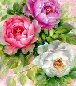 Pink and White Flowers Paint By Numbers