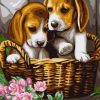 Puppies In Basket Paint By Numbers