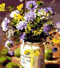 Purple Chrysanthemum Bottle Paint By Numbers