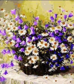 Purple Flowers And Daisies Paint By Numbers