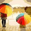 Rainbow Umbrella Girls Paint By Numbers