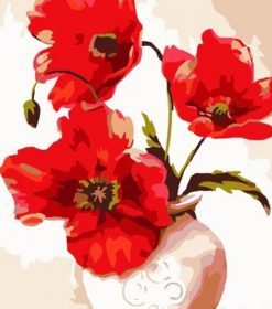 Red Flowers in a Vase Paint By Numbers