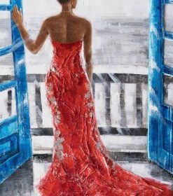 Red Gown Girl on Window Paint By Numbers
