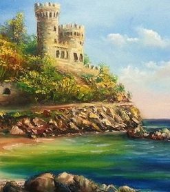 Rocky Castle on a Beach Paint By Numbers