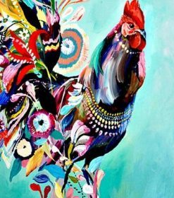 Rooster Portrait Made of Flowers Paint By Numbers