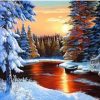 Sunset Snow Landscape Paint By Numbers