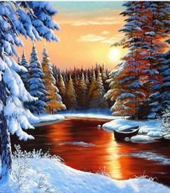 Sunset Snow Landscape Paint By Numbers