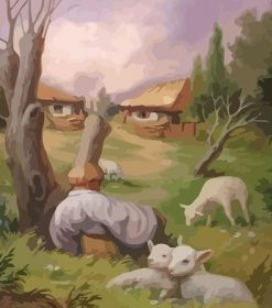 The Shepherd of Sheep in Pasture Paint By Numbers