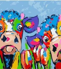 Two Colorful Cow Paint By Numbers