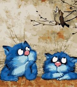 Two Funny Blue Cats Paint By Numbers