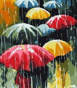 Umbrella Rain Paint By Numbers