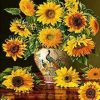 Vase of Sunflowers on Wooden Table Paint By Numbers