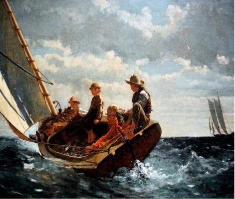 Vintage Boys In Boat Paint By Numbers