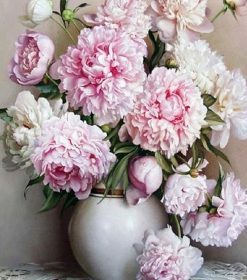 White And Pink Flowers Paint By Numbers