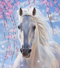 White Horse with Flowers Paint By Numbers