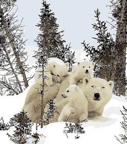 White Polar Bear Family Paint By Numbers