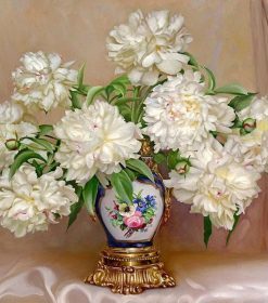 White Vintage Flowers Paint By Numbers