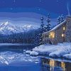 Winter Night Scene Forest Paint By Numbers