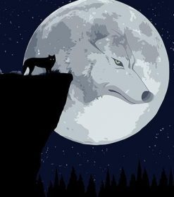 Wolf In The Moon Paint By Numbers