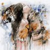 Woman Hugging A Tiger Paint By Numbers