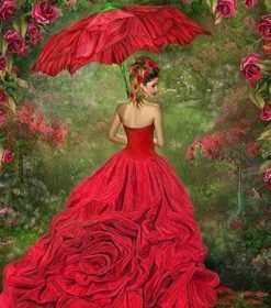 Woman In The Rose Gown Paint By Numbers