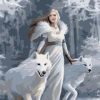 Woman White Wolves Paint By Numbers