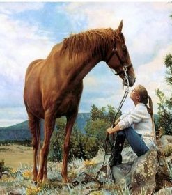 Woman With Her Horse Paint By Numbers