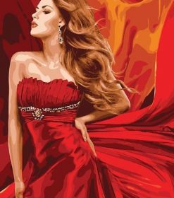 Woman in Red Gown Paint By Numbers