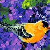 Yellow Bird Purple Flowers Paint By Numbers