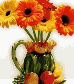 Yellow Daisy Flower and Fruits Paint By Numbers