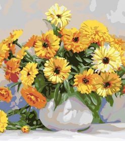 Yellow Flowers In Vase Paint By Numbers