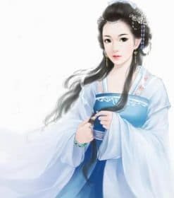 Asian Girl in Blue Dress Paint By Numbers