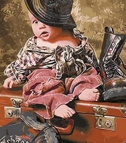 Cute Baby In Large Clothes Paint By Numbers
