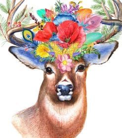 Deer With Flower Crown Paint By Numbers