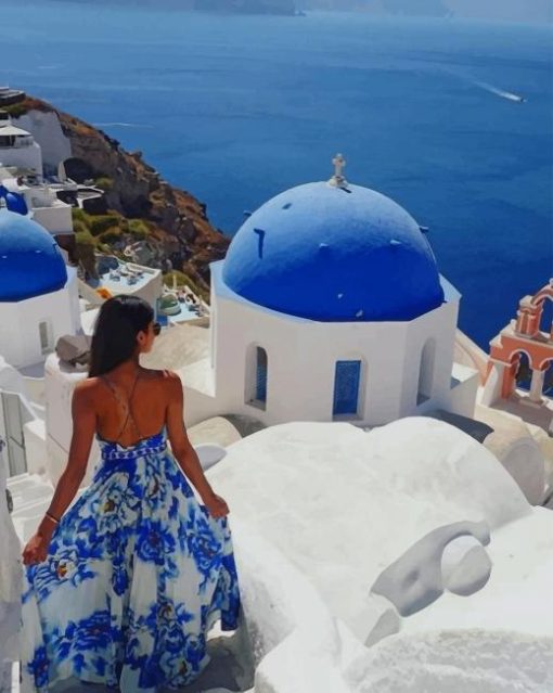 Woman Enjoying Santorini Paint by numbers