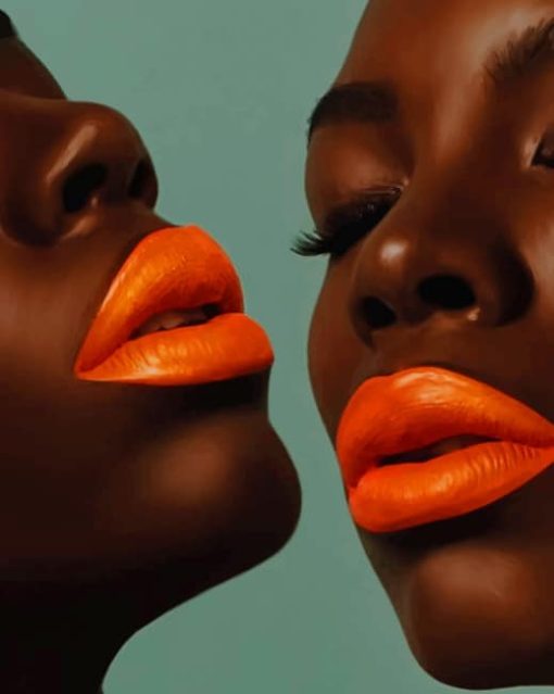 Black Women With Orange Lipstick Paint by numbers