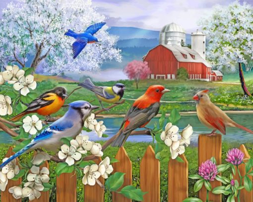 Spring Birds paint by numbers