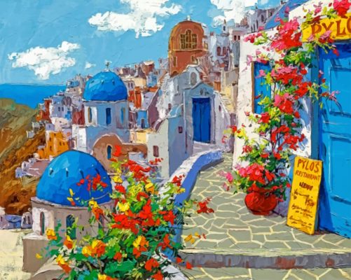 Santorini In Spring paint by numbers