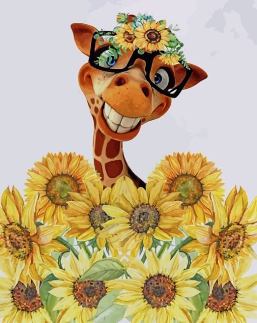 Sunflowers Giraffe paint by number