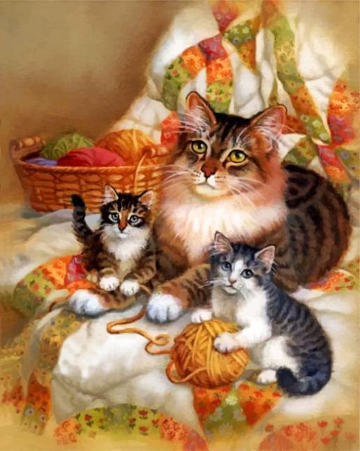 cat-mama-and-babies-paint-by-numbers