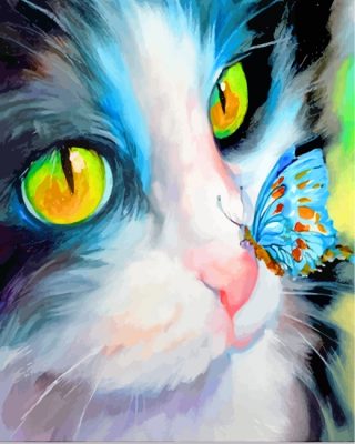 Cat And Butterfly Paint by numbers