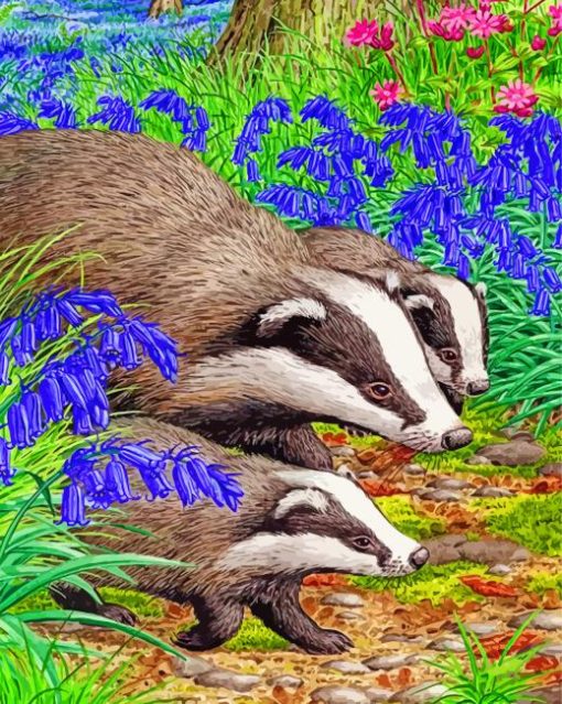 Badgers Animals Paint by numbers